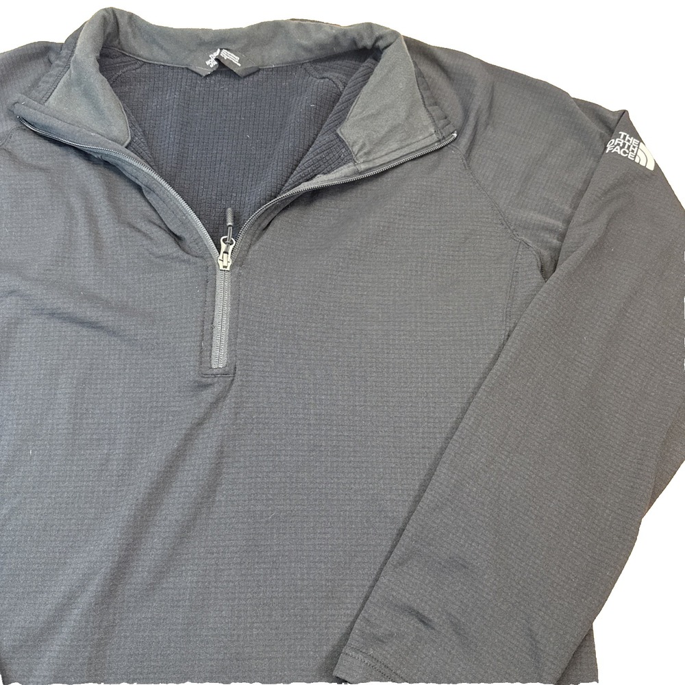 F21-The North Face Long SleeveMens XL Black 1/4 Zip Waffle Knit Fleece Sweater